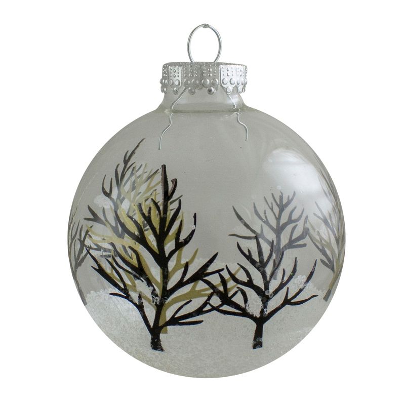 Northlight 4ct Clear and Frosted Winter Tree Glass Christmas Ball Ornaments 3.25" (80mm), 2 of 4