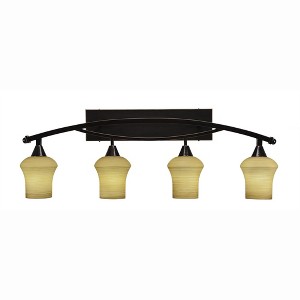 Toltec Lighting Bow 4 - Light Vanity in  Black Copper with 5.5" Zilo Cayenne Linen  Shade - 1 of 1