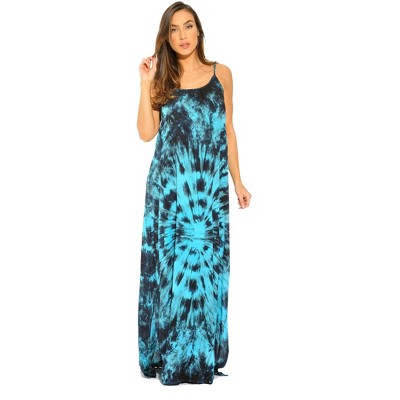 Riviera Sun Womens Maxi Dress  Tie Die Spaghetti Strap Long Sundress  Summer Dresses