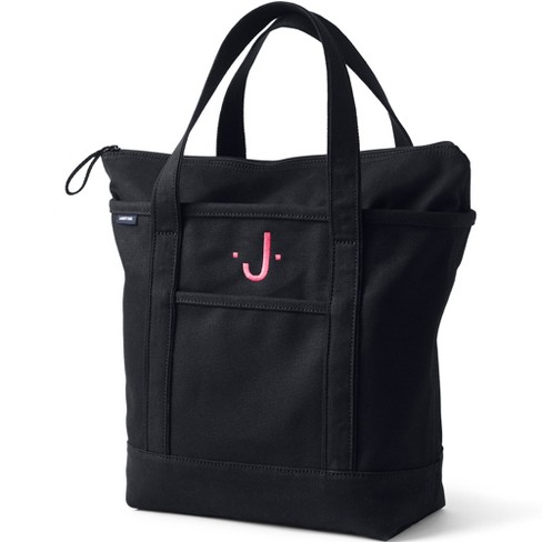 Extra LARGE Leather TOTE Bag With Pockets and ZIPPER / Black