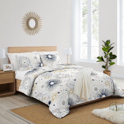 Celestial Blue and Gold Microfiber Full Bedding Set