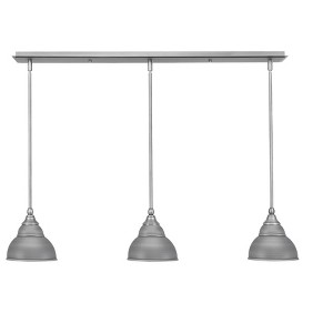 Toltec Lighting Any 3 - Light Chandelier in  Brushed Nickel with 7" Brushed Nickel Double Bubble Metal Shade Shade - 1 of 1