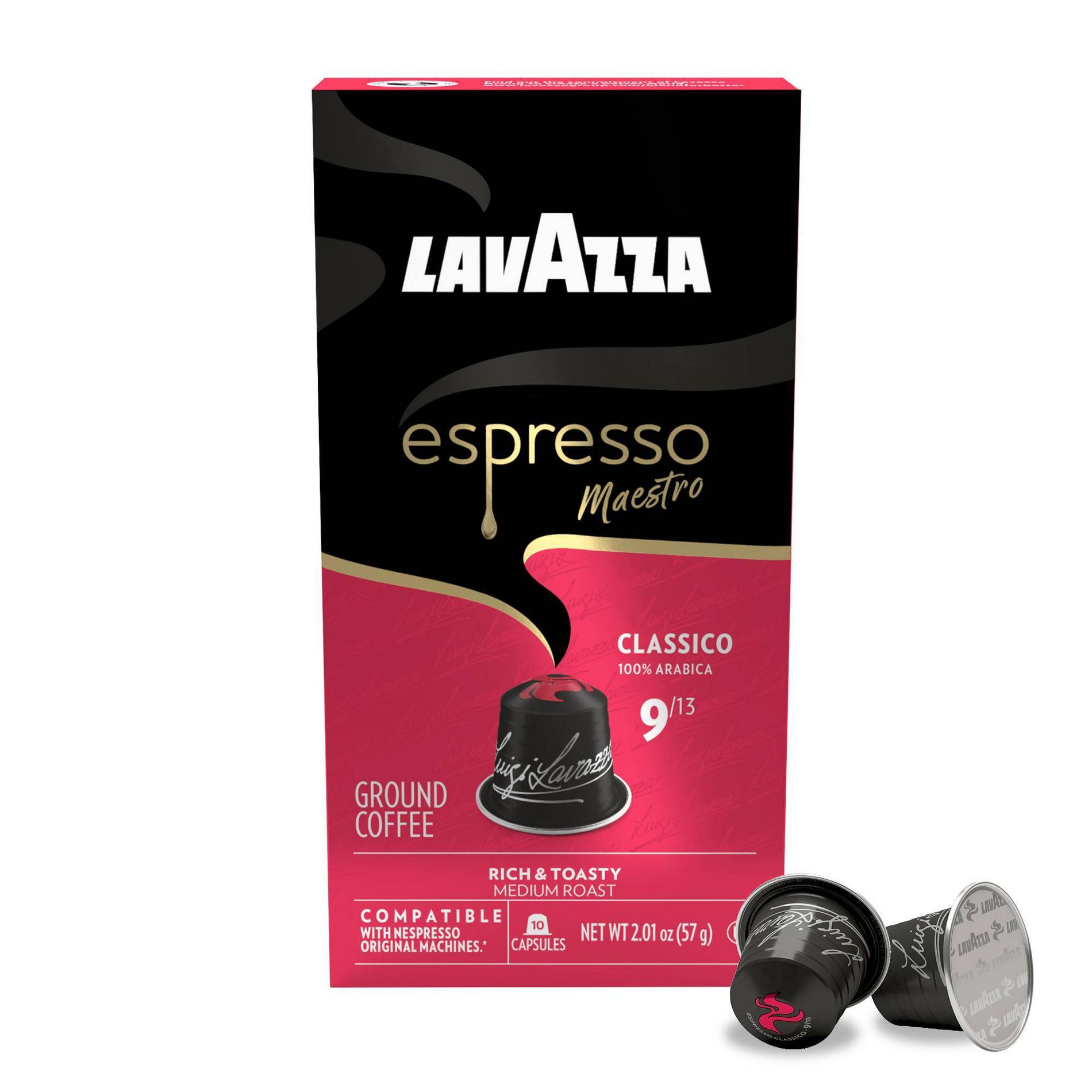 Lavazza Espresso Maestro Classico Aluminum Nespresso Compatible Medium Roast Coffee Capsules - 10ct