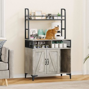 Cat Litter Box Enclosure, 55" Large Double Hidden Cat Litter Box Furniture with Shelf, Indoor Cat House with Scratching Pad for 2 Cats - 1 of 4