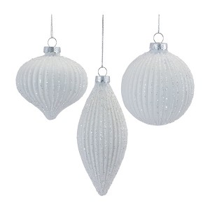 Glitter Ribbed Glass Ornament (Set of 12) - 1 of 4
