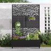 Wooakway 72"H Metal Planter Box with Trellis Raised Garden Bed with Arbor Privacy Screen with Wheels - 3 of 4