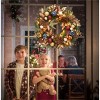 24 Inch Pre-Lit Christmas Wreaths for Front Door, Holiday Xmas Wreath with Battery Operated Lights, Pine Cones, Berries, Ball Ornaments, Leaves - 4 of 4