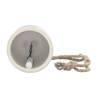 4" White and Green Ceramic Hanging Bell with Rainbow Design