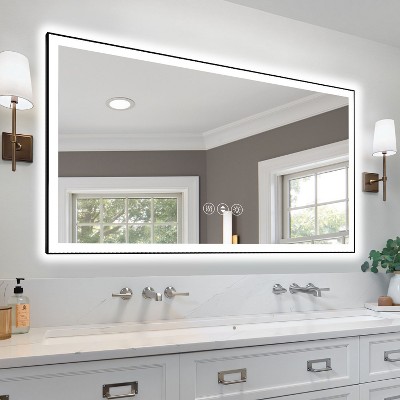 Sapphtopaz Frameless Bathroom Mirror, Rectangle Smart Vanity Mirror Decorative Wall Mirrors for Bathroom, Over Sink, Bedroom