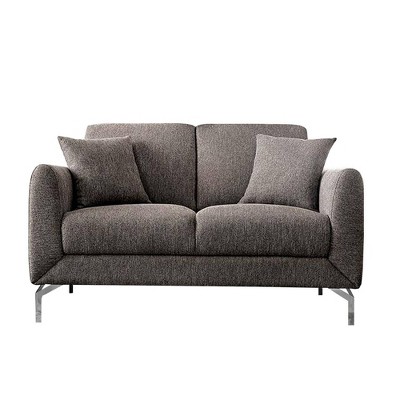 54" Loveseat with Fabric Padded Seat and Metal Legs Gray - Benzara