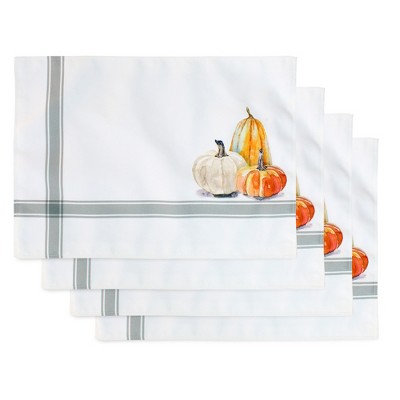 AuldHome Design Fall Placemats, 4pc Set; Thanksgiving & Halloween Pumpkin Themed Table Decor