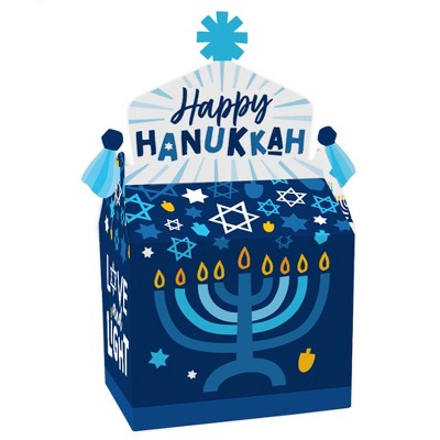 Big Dot of Happiness Hanukkah Menorah - Treat Box Party Favors - Chanukah Holiday Party Goodie Gable Boxes - Set of 12
