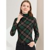 Allegra K Women's Turtleneck Long Sleeve Stretch Slim Plaid Casual Blouse - 3 of 4