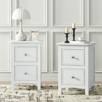 Bella Depot 2-Drawer Solid Wood Nightstand End Table