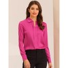 INSPIRE CHIC Women's Elegant V Neck Long Sleeve Office Work Satin Shirt - 2 of 4