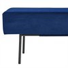 Velvet Upholstered Bench Ottoman Stool Entryway Bench for Bedroom, Soft Fluffy Velvet with Sturdy Steel Legs, Blue, 45"x13"x17" - 3 of 4
