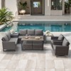 Belord 9PCS Outdoor Sectional Patio Furniture Set, All Weather Conversation with Swivel Patio Chair, Storage Box, L-Shape Sectional Sofa, Coffee Table - 2 of 4
