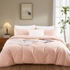 Queen Size Duvet Cover Set, Linen Feel, 100 Washed Cotton, 3 Pieces, Zipper Closure, Dusty Pink - 2 of 4