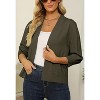 Women's 3/4 Sleeve Open Front Cropped Cardigan Sweater Elegant Shrugs for Women - 3 of 4