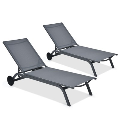 Tangkula Outdoor Aluminum Chaise Lounge Recliner Chair with Adjustable Backrest