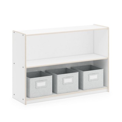 Guidecraft EdQ 2-Shelf Open Storage 30": Kids' Low Wooden Bookshelf, Classroom and Playroom Furniture with Book and Toy Bins
