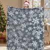 Lomsoe Gray Snowflake Flannel Throw Blanket, Winter Holiday Decorative Blankets, Super Soft Cozy Throw Blankets for Home Sofa Couch - 3 of 4
