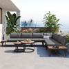 Chic Crate-6-Piece Outdoor Sectional – Round Nesting Tables & Sofa | Cushions | Multi-Use | Grey - 3 of 4