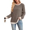 Women's Long Sleeve Color Block Tunic Sweater Tops Lightweight Loose Fit Fall Casual Crewneck Shirts - 2 of 4