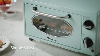 Retro Blue 2-Slice Toaster Oven with Automatic Shutoff
