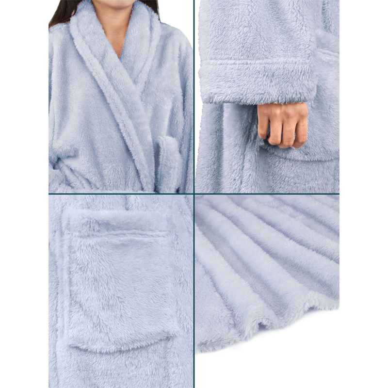 PAVILIA Premium Womens Plush Soft Robe Fluffy Warm, Fleece Faux Shearling Shaggy Bathrobe, 4 of 9