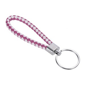 Unique Bargains Braided Leather Car Wallet Keychain with Stainless Steel Key Ring - 1 of 3