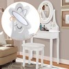Garvee Vanity Desk with Mirror and Lights, Wood Makeup Dressing Table with Oval Mirror & Stool,5 Large Drawers (White) - 2 of 4