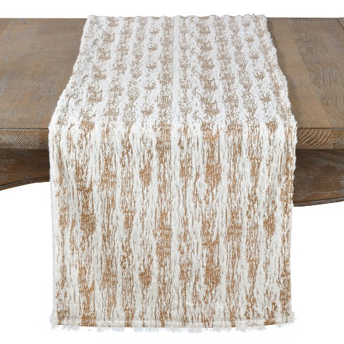 Saro Lifestyle Metallic Foil Print With Accented Faux Fur Runner - image 1 of 4