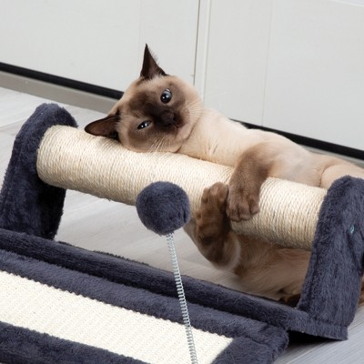 Modern Gray and Beige Cat Scratching Play Center with Ball