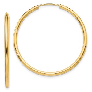 Black Bow Jewelry 2mm x 37mm 14k Yellow Gold Polished Round Endless Hoop Earrings - 1 of 4