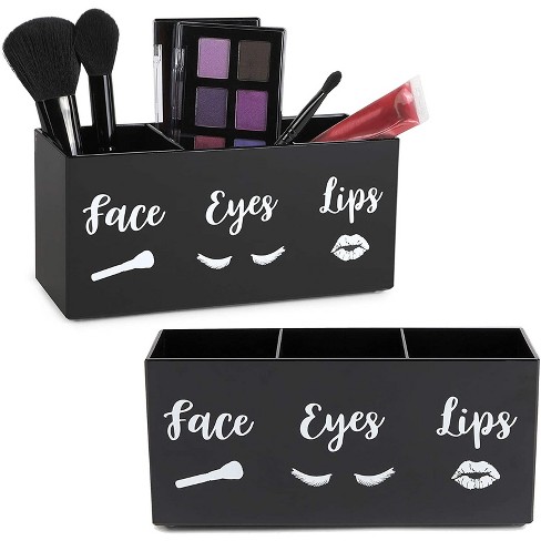 Glamlily 2 Pack 3 Slot Black Acrylic Makeup Brush Holders, Face Eyes Lips  (7.9 X 3.75 X 2.8 In) : Target