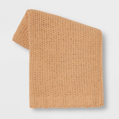 Solid Chenille Knit Throw Blanket Gold - Threshold&#8482;