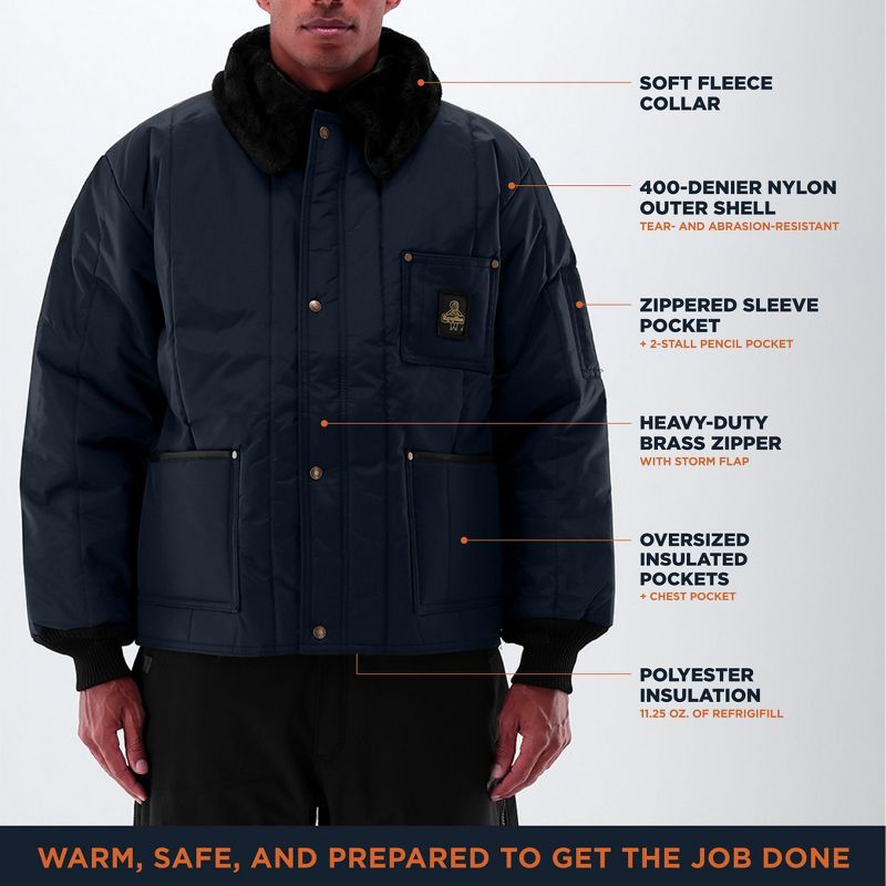 RefrigiWear Men's Insulated Iron-Tuff Polar Jacket with Soft Fleece Collar, 4 of 8