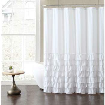Kate Aurora Melanie Shabby Chic Gypsy Semi Ruffled Fabric Shower Curtains