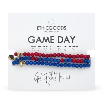 Morse Code Game Day Stacker Bracelets: Royal Blue & Red | ETHICGOODS