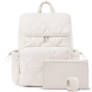 Itopfox Lightweight Baby Diaper Backpack for Parents with Insulated Pockets, Changing Pad, Stroller Straps and Pacifier Case, Beige - 1 of 4