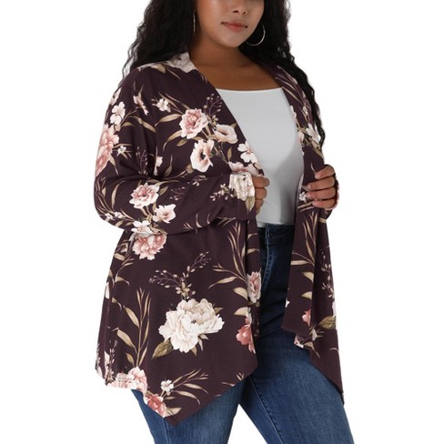 Agnes Orinda Plus Size Velvet Cardigans for Women Shawl Collar