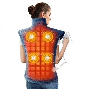 4 Massaging Heating Pad for Back Pain Relief, Neck and Shoulders Electric Heating Pads with Auto Shut Off - 1 of 4