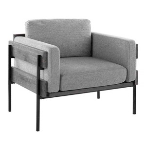 CAVINAS Polyester Accent Chair with Mid-Height Back and Wood Panel,Comfy Upholstered Living Room Chairs,Reading Chairs for Living Room - 1 of 4