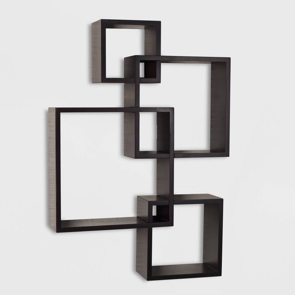 Photos - Kids Furniture 25.5" x 17.75" Intersecting Cube Wall Shelf Espresso - Danya B.