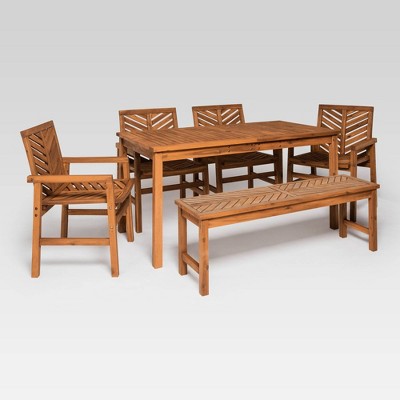 6pc Coro Chevron Outdoor Patio Dining Set - Brown - Saracina Home