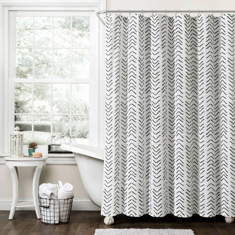 72"x72" Hygge Modern Arrow Linen Shower Curtain - Lush Décor, 1 of 6