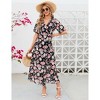 YesFashion Women's Summmer Dress Casual Boho Short Sleeve Long Dress Wrap V Neck Tunic Midi Sundress with Belt - 2 of 4