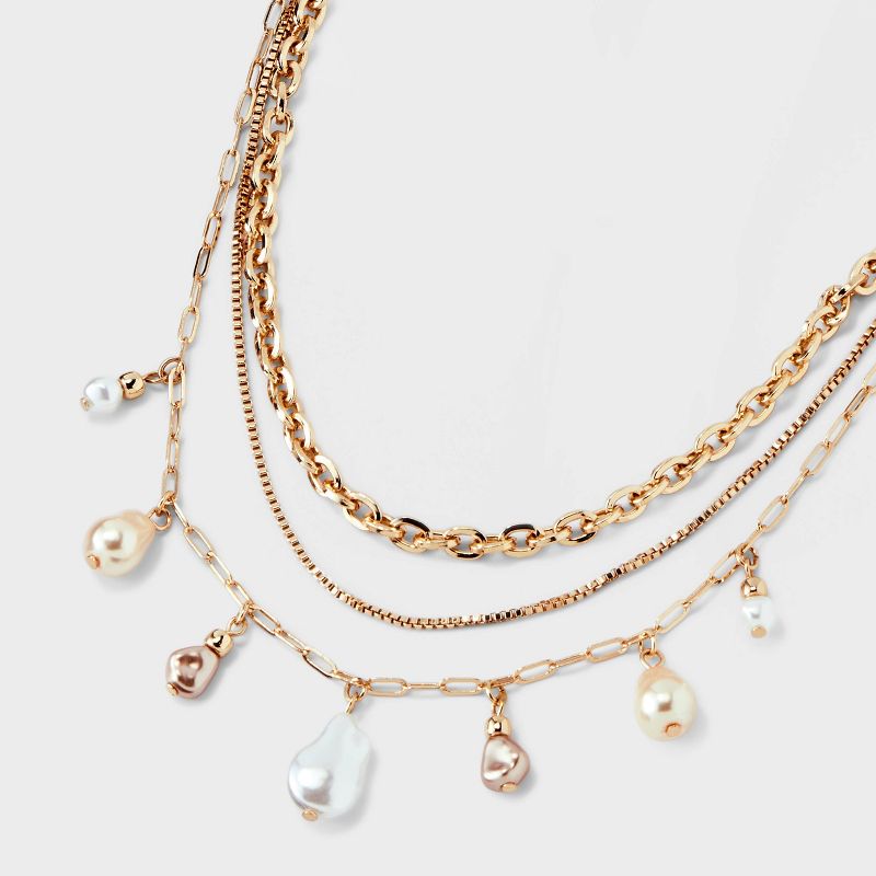 Chain Pearl Multi-Strand Necklace Set 3pc - A New Day™, 6 of 7