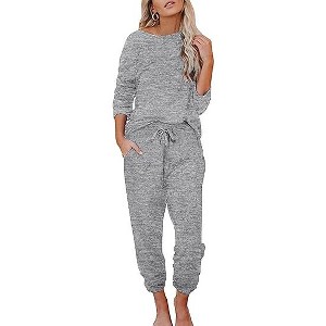 Ekouaer Womens Pajamas Set Long Sleeve Loungewear Soft Lounge Set Joggers with Pockets - 1 of 4